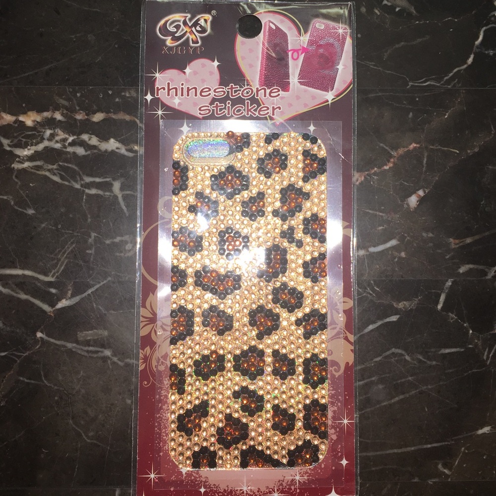 Cheetah Print iPhone 5 Rhinestone Sticker Case 📲 - Picture 2 of 5